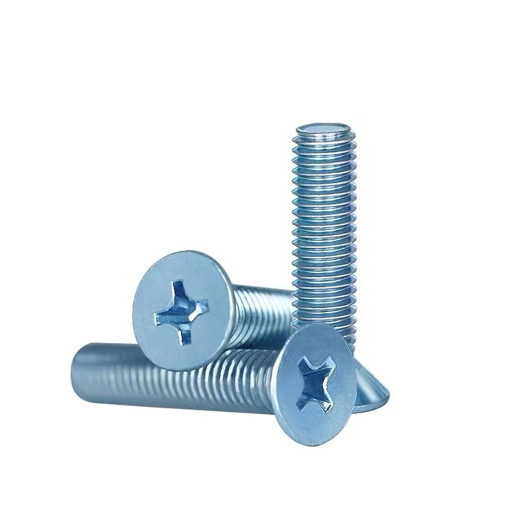DIN965 blue zinc plated countersunk head cross screw 
