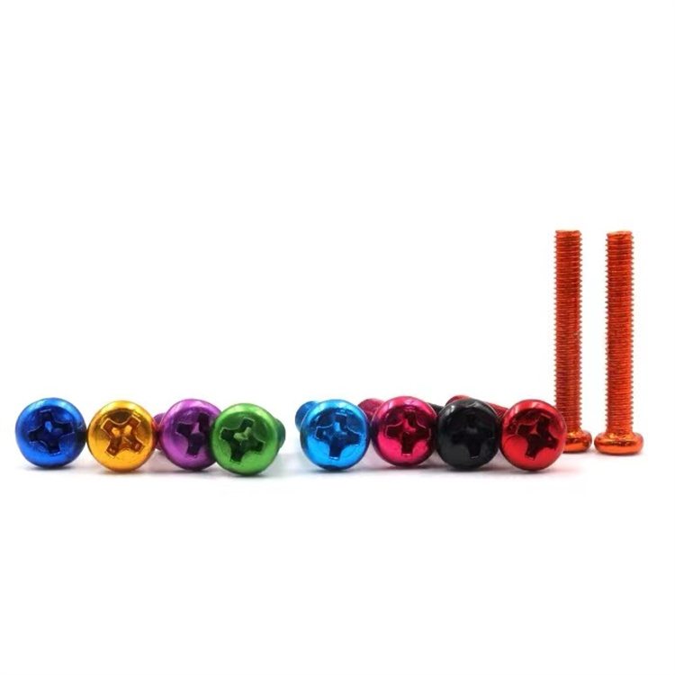 Customized color m4 aluminum round head machine screws 