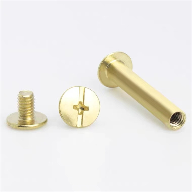 Golden carbon steel pan head 8mm chicago screw for menu 