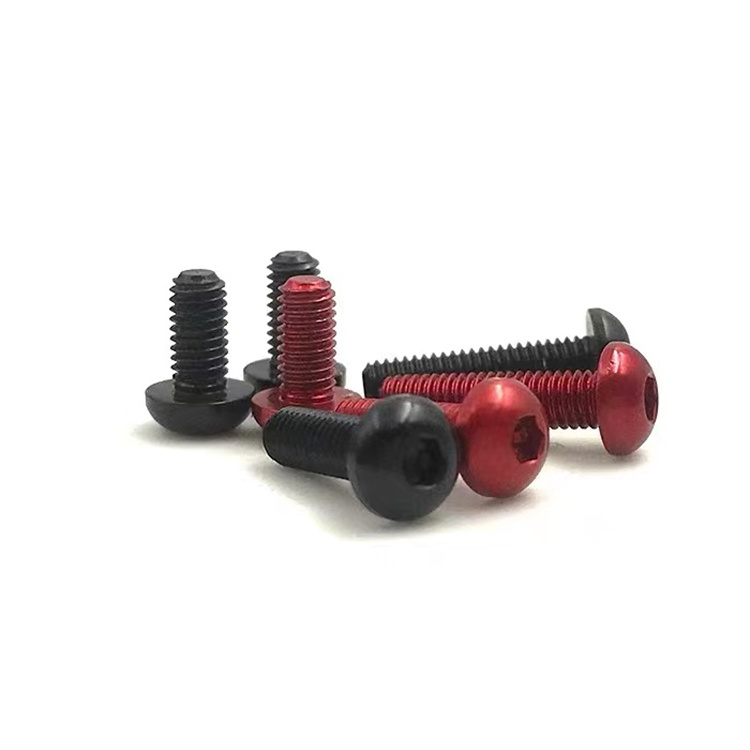 M2 aluminum button head machine thread small black anodized screw