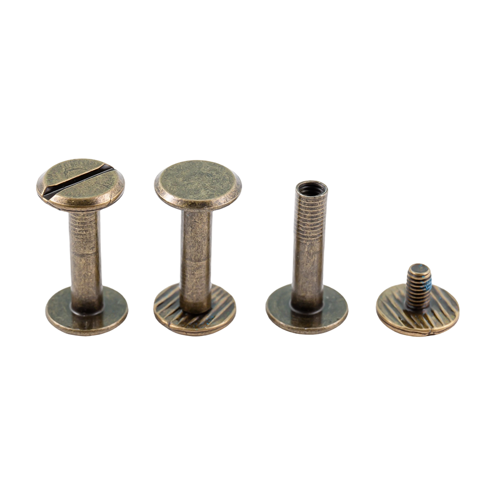 Hot selling antique brass flat head brass chicago screws for leather