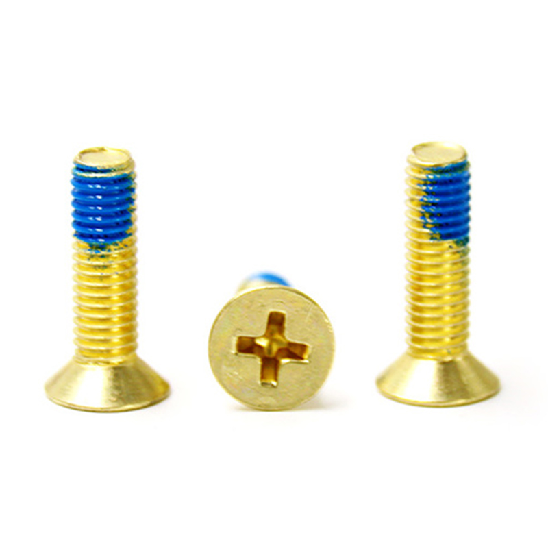 Golden plated carbon steel countersunk head anti loosening screw 