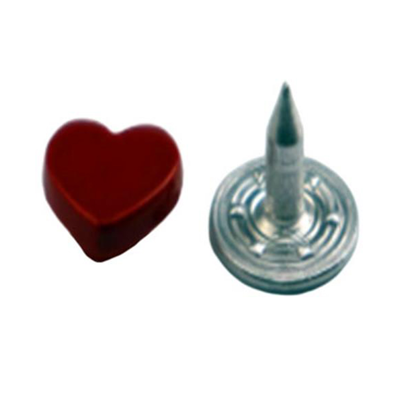 Hot sale heart shaped zinc alloy garment denim metal jeans rivet