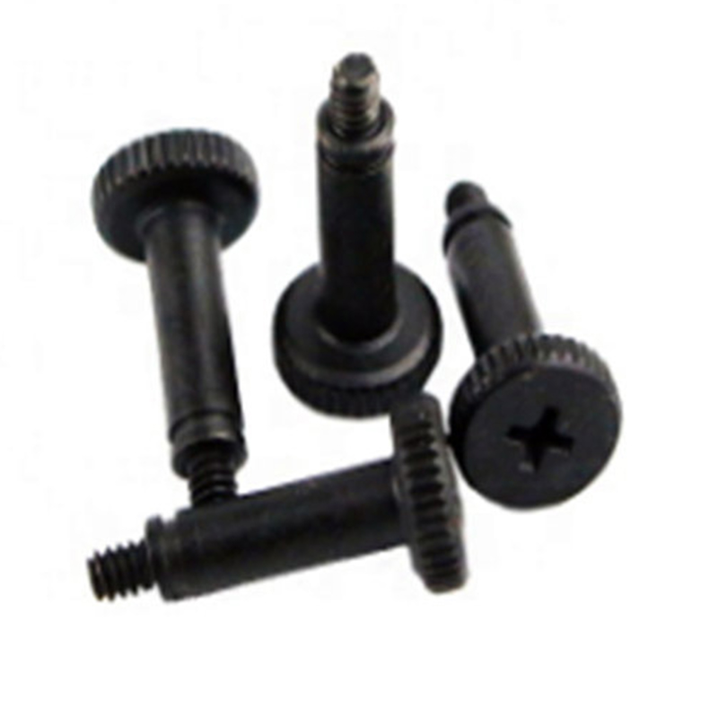 Mingze black stainless steel M2 ISO 7379 cross knurled head shoulder screw