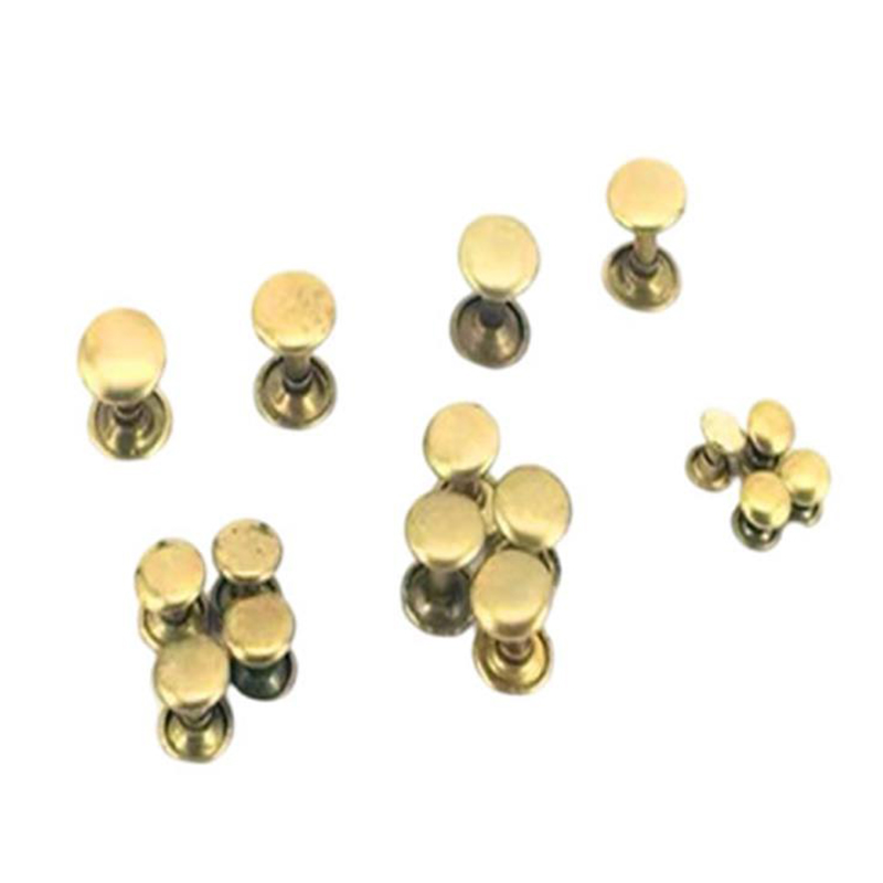 More shiny solid brass double side rivets for luggage leather 