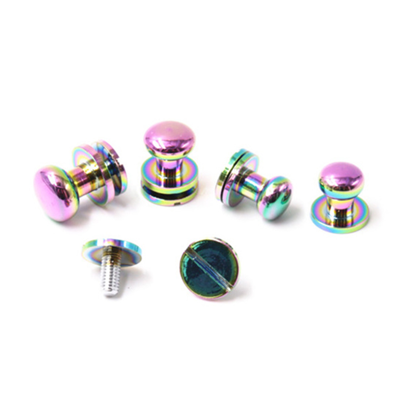 Custom rainbow color brass 7mm sam browne studs for handbag