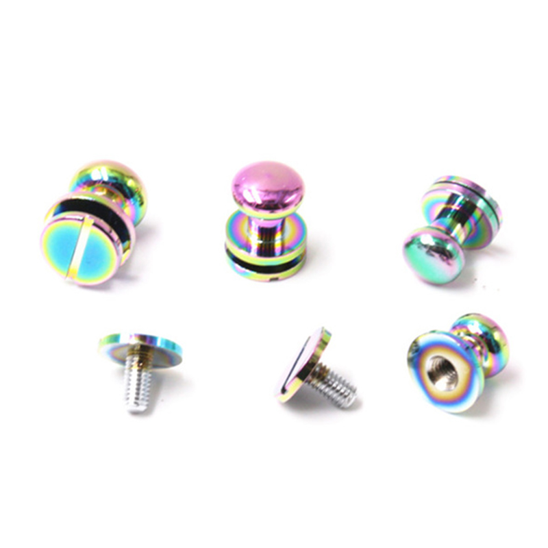 Rainbow color brass 8mm sam browne studs for leather belt