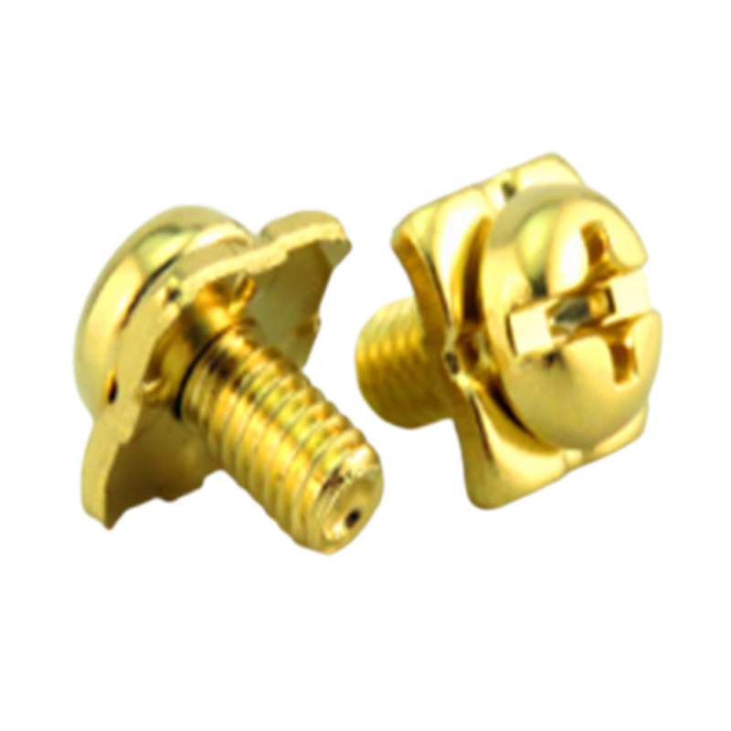 Silver stainless steel slotted cross set screw with square washer