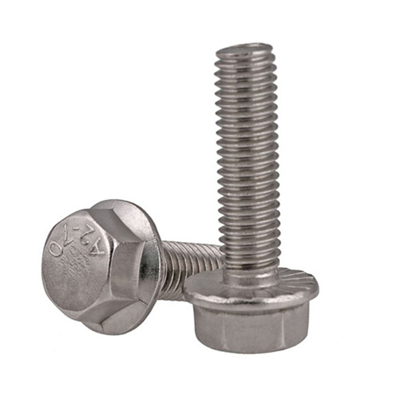 Stainless steel m2 flange head screw with anti-skid teeth 