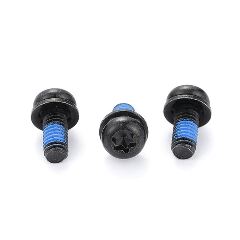 Black round head torx micro mini triple set screw with nylon patch