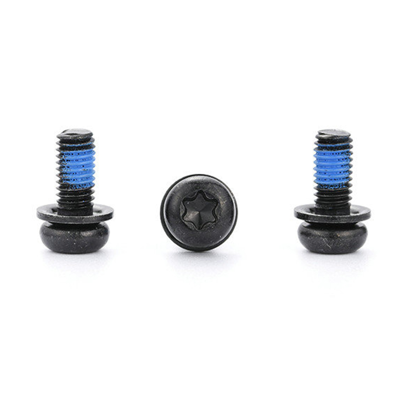 Black round head torx triple set screw with nylon patch