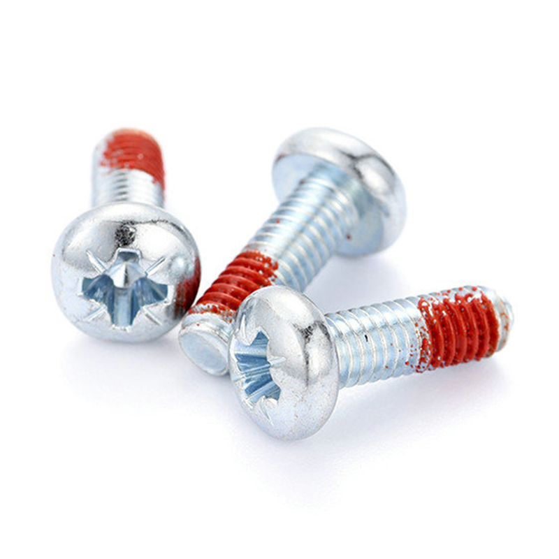 M3 Pan head Pozi driver machine Screw with red nylon patch