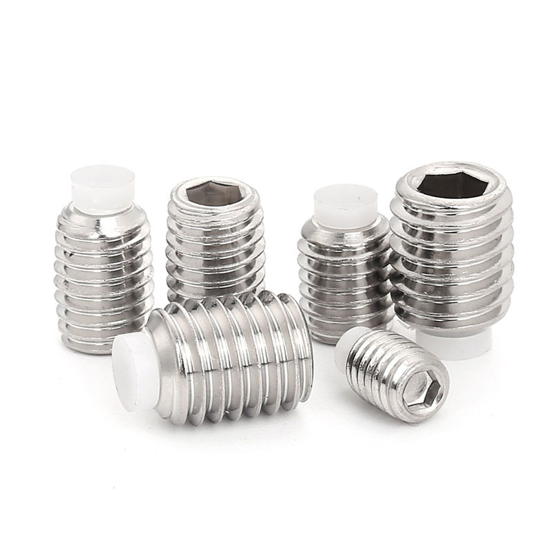 M4 carbon steel hex socket plastic tip dog point grub set screw 