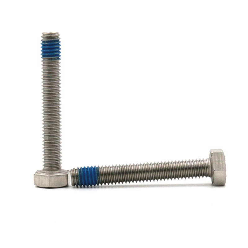 M8 Indented hexagon head bolt with Blue Nylon patch