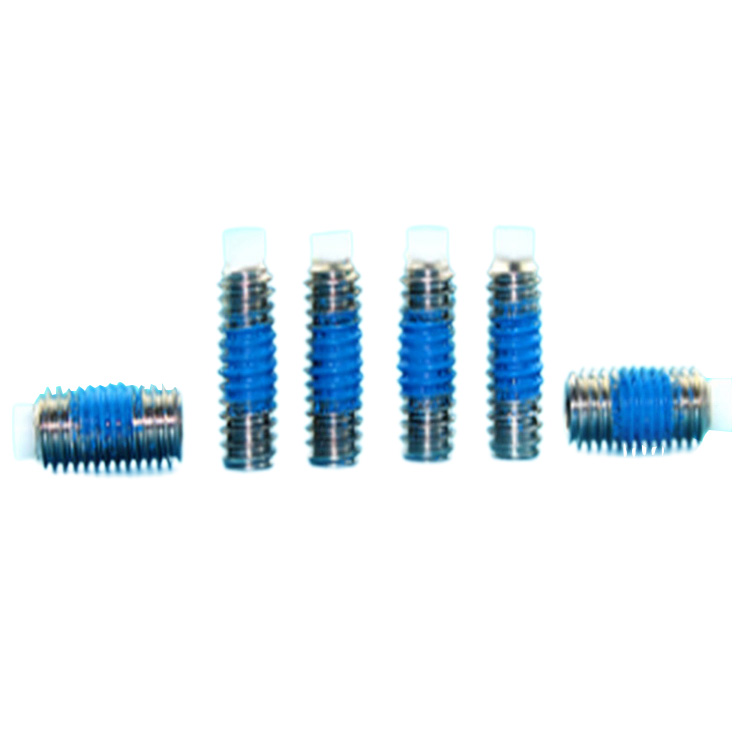 Stainless steel hexagon socket nylon tip set screw with blue nylon patch